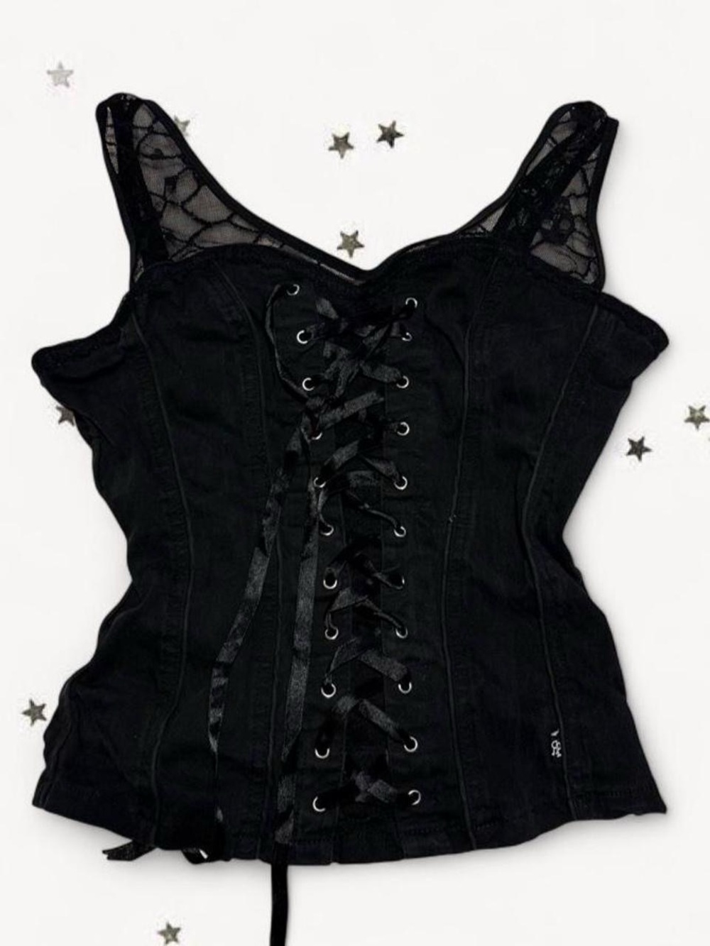 Royal Bones by Tripp Black Corset Tank Top - Women